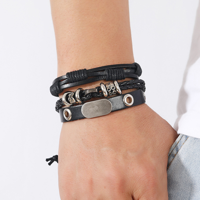 Fashion Geometric Pu Leather Alloy Plastic Plating Unisex Bracelets 1 Set