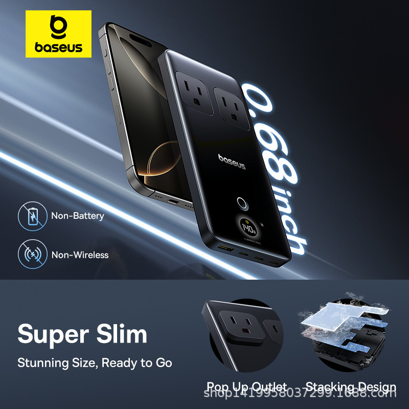 Baseus Blade Us Standard 140W Charger Ultra-Thin Digital Display Fast Charging Power Strip Multi-Functional Desktop Charging Station