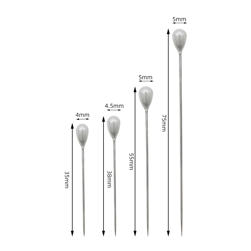 Оптовая белая жемчужная игла с каплями воды Жемчужная булавка игла ручного позиционирования 3,5/3,8/5,5/7,5 см никелирование