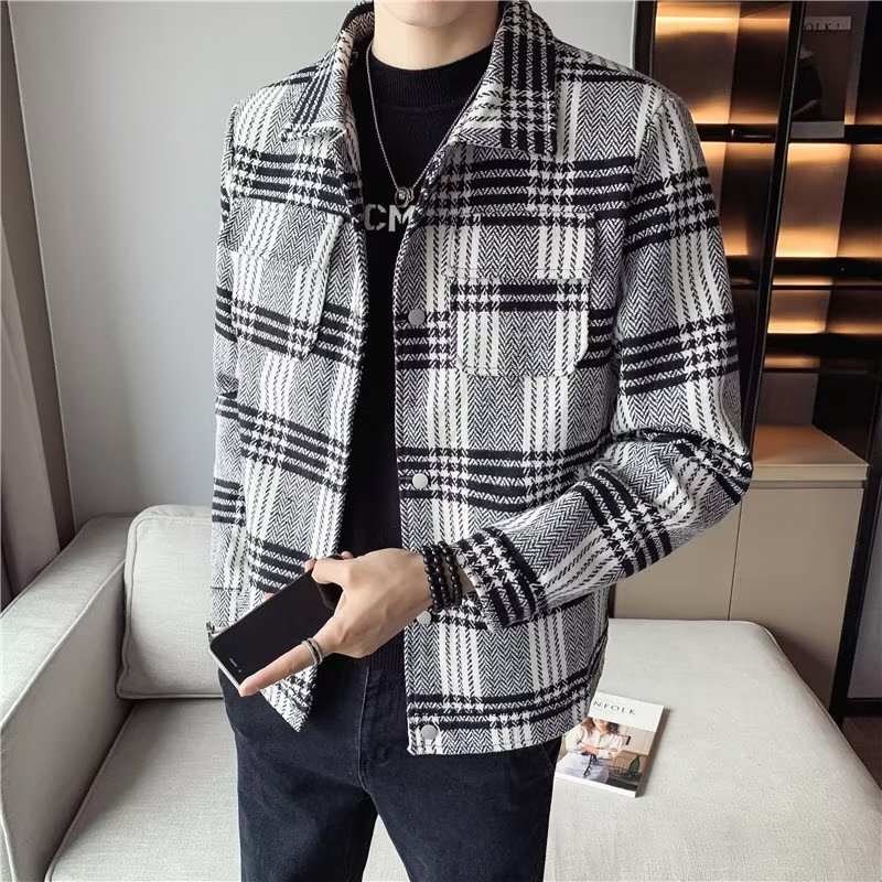 cotton and thickening Short Woolen Coat Young Men's Autumn and Winter Slim-fit Lapel Jacket Men's Woolen Coat Men