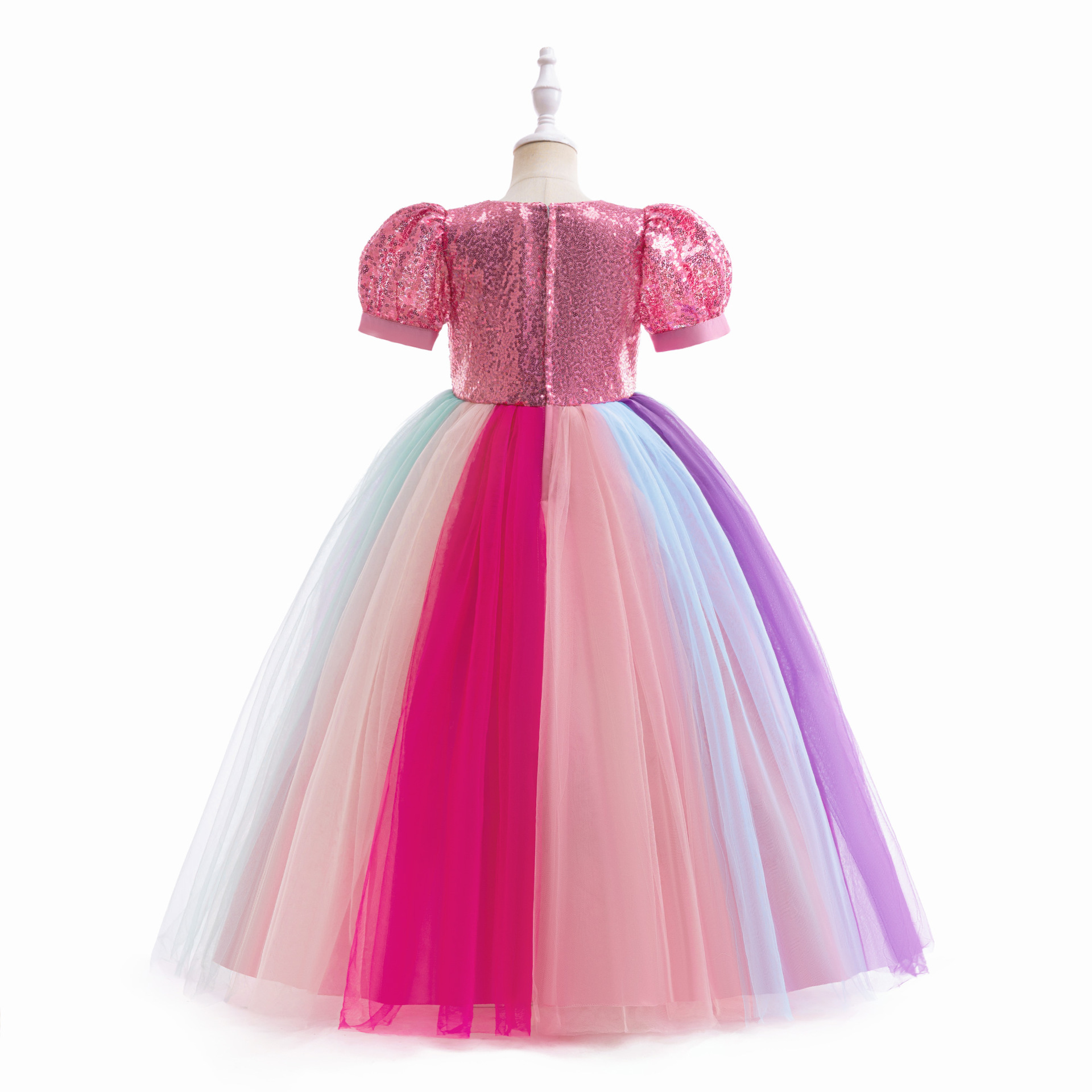 Nuevos productos transfronterizos europeos y estadounidenses de sirena princesa vestido de malla de color para niños ropa de papel de piano infantil