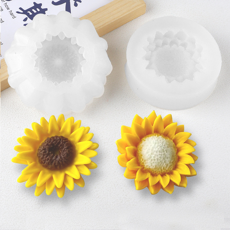 Sol tridimensional girasoles banana molde de goma de goma DIY perfumado tira magnética colgante de automóvil molde de goteo