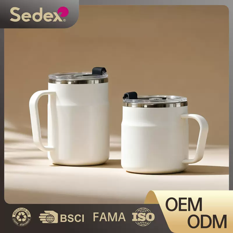 跨境304不锈钢咖啡杯带盖ins风欧式高级感圣诞马克杯上班水杯批发