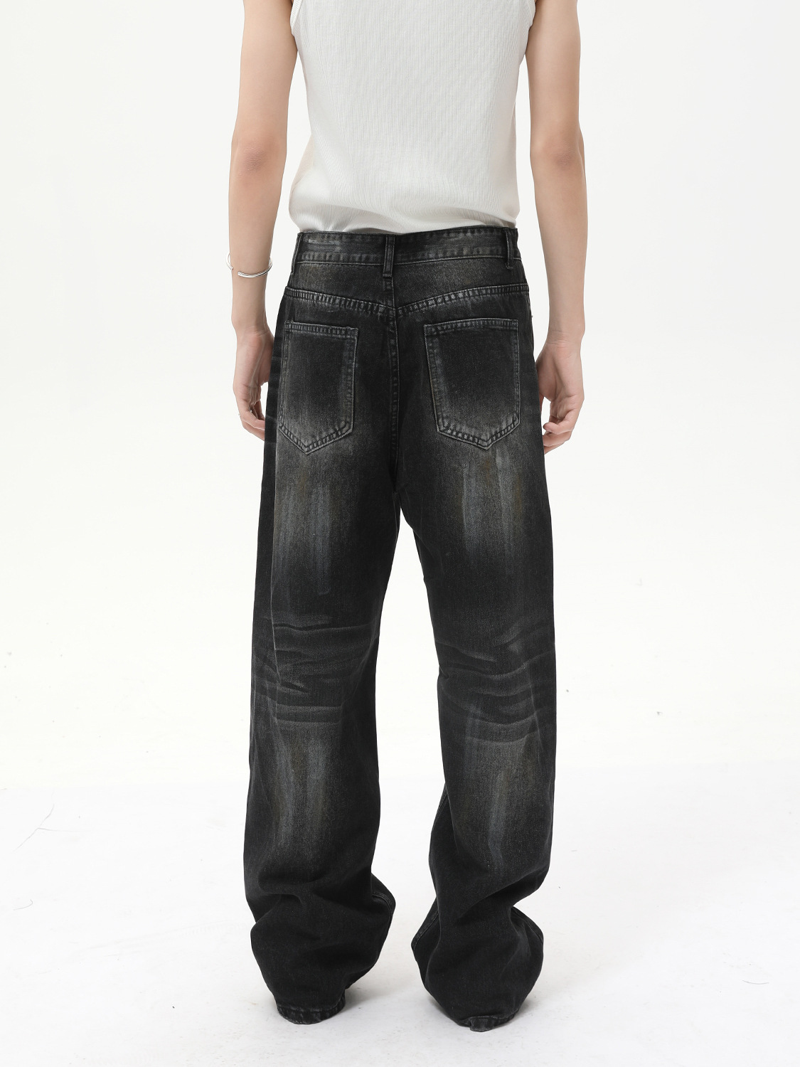 MTLCLOTHES Ropa de hombre | Vaqueros casuales rectos de pierna ancha lavados retro lavados