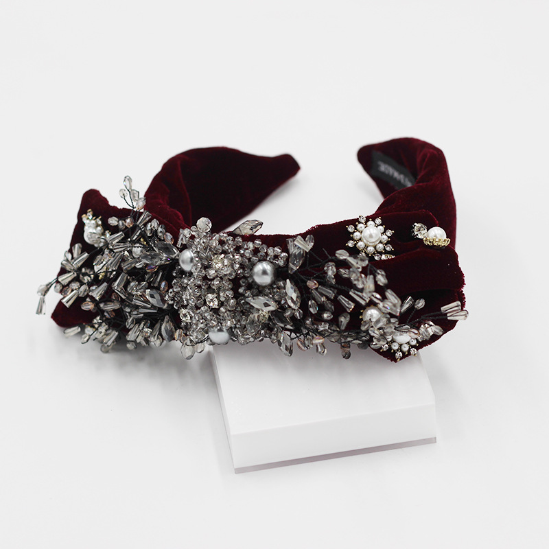 New Fashion Velvet Bowknot Tassel Woven Flower Headband display picture 4