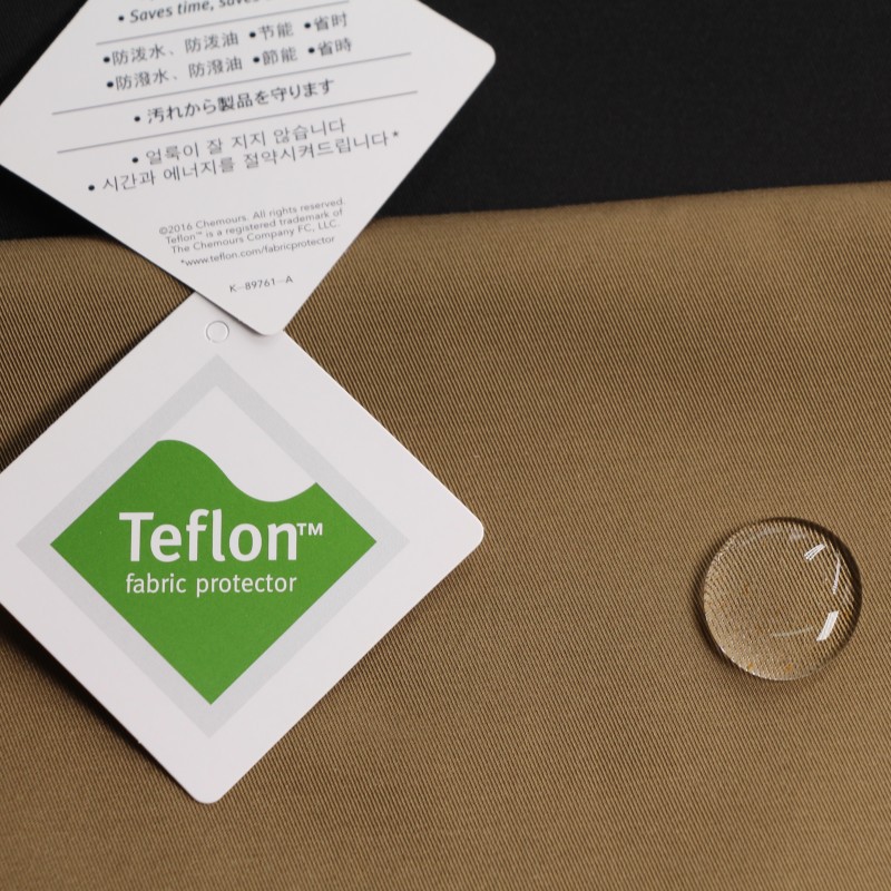 2024秋冬新款特氟龙三防涤棉交织风衣夹克外套面料 防水防油防污