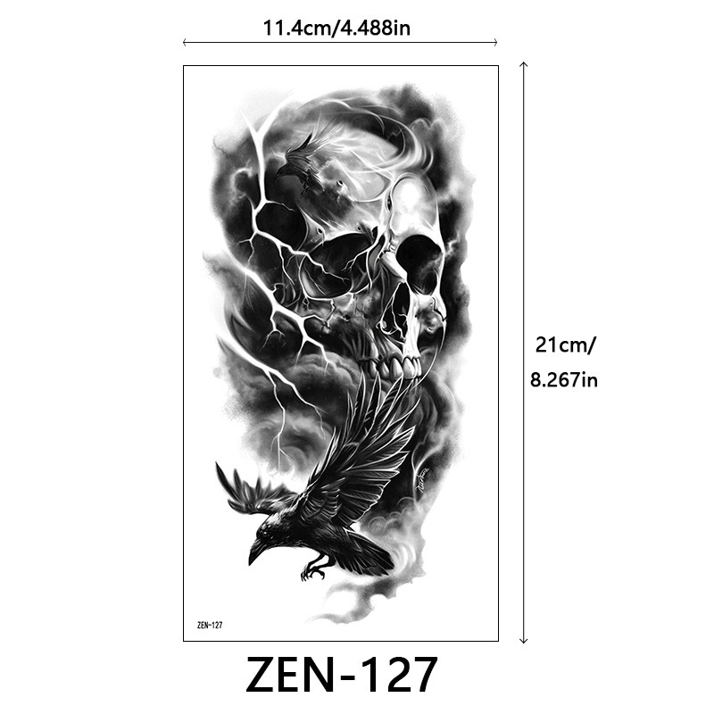 新品跨境 ZEN小全臂纹身贴半臂纹身贴动物花朵万圣节纹身贴tattoo|undefined