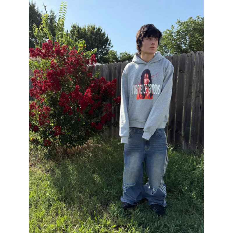 3D Letter Print Hoodie – Minimalist Streetwear Pullover (Oversized Fit, Grey, S-5XL)_viptrois.com