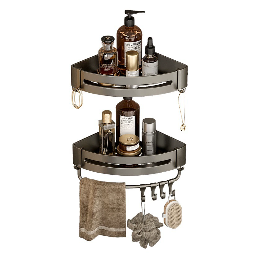 Стеллаж для хранения туалета в ванной комнате Пространство Алюминиевый треугольник Настенный светильник без отверстий Роскошное хранилище для туалета