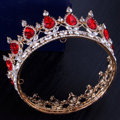 歐美亞馬遜新娘皇冠頭箍彩色水晶整圈王冠 大氣婚紗結婚配飾婚禮