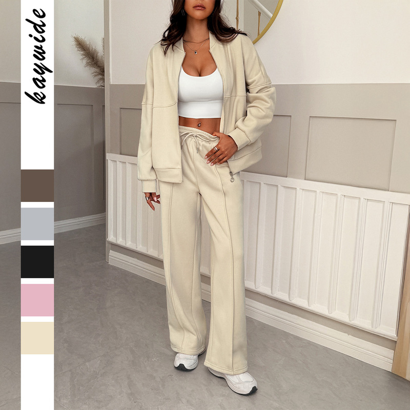 Diyun European and American Casual Vacation Jacket Jacket Pants Two-Piece Suit Women's 2025 Autumn and Winter Amazon Independent Station