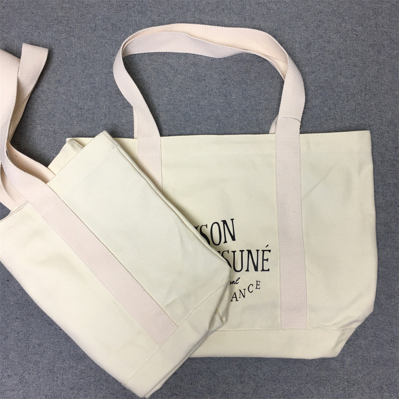 Cross-Border Hot Selling Japan and Korea Mk English Letter Printing Fashion Casual Shopping Bag Handbag Men's and Women's Canvas Bag