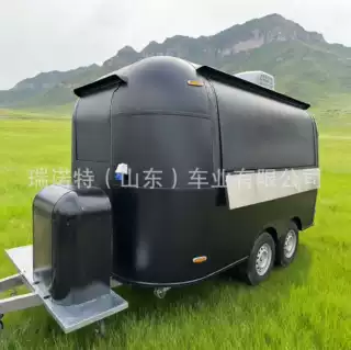 跨境定制商业街景区公园草地小吃车多功能食品拖车镜面不锈钢餐车