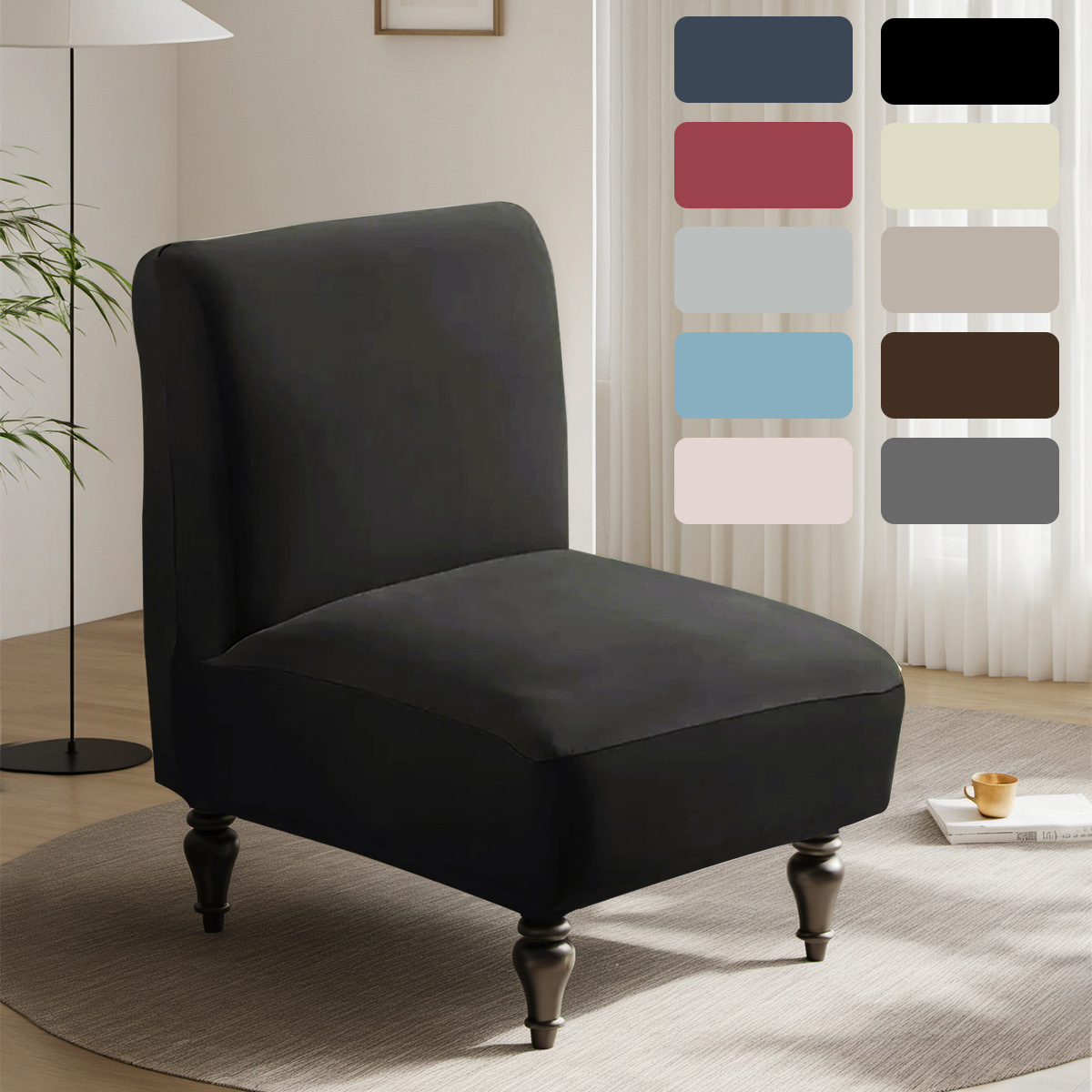 Nuevo transfronterizo 75D seda de leche impermeable taburete grueso cubierta elástica cubierta de silla de hotel de color sólido universal cubierta de sofá único