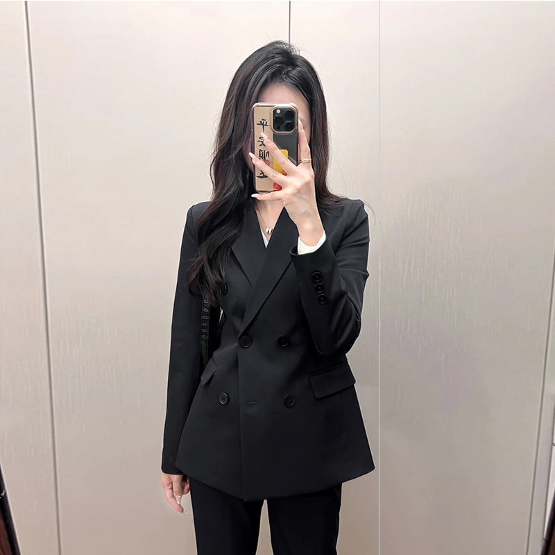 Set High-End Feel Jacket Casual Spring And Autumn Professional Wear Women's Three-Piece Double-Breasted Fashion Suit_voghion.com