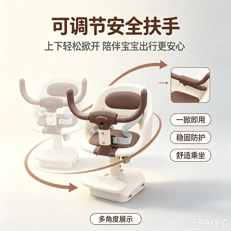 Front-mounted rotatable child seat for electric vehicles, suitable for Yadi and Aima electric scooters, child and baby safety seat