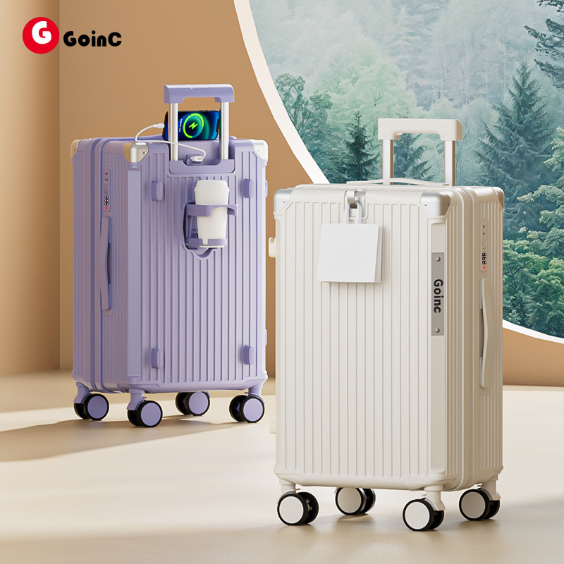 Maleta multifuncional de gran capacidad para mujeres con alto valor facial, maleta de tracción PC, maleta de viaje de embarque resistente y durable, maleta de cuero