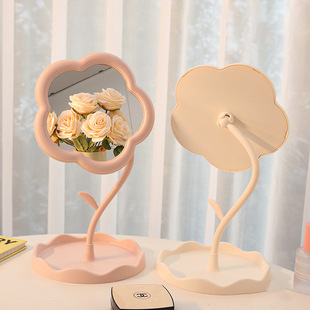 Girl's dressing table desktop hanging jewelry makeup mirror bedroom dormitory portable makeup mirror sunflower shape makeup mirror