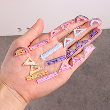 迷你娃娃屋配件小布兵人微缩书房文具学习桌学习场景尺子试卷模型