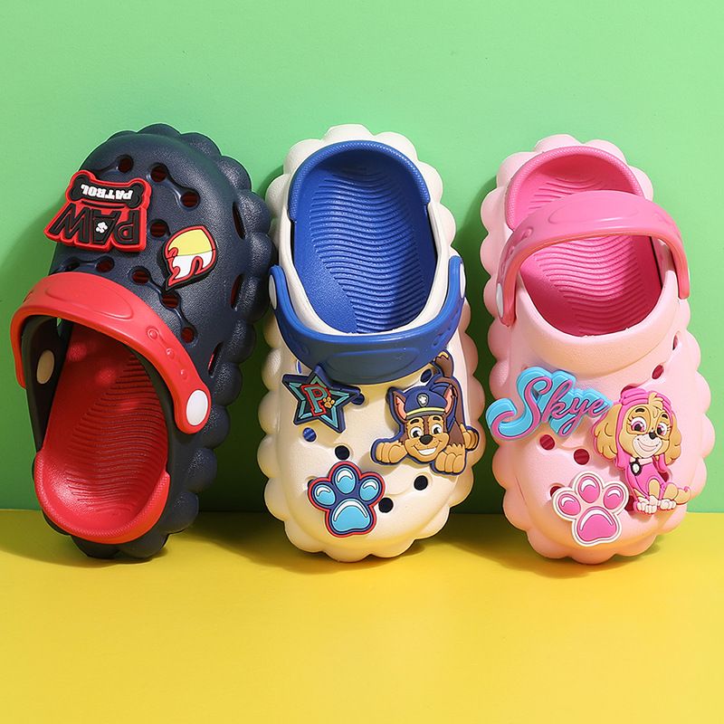 汪汪隊兒童洞洞鞋夏季男童女童室內防滑寶寶沙灘鞋居家卡通涼拖鞋