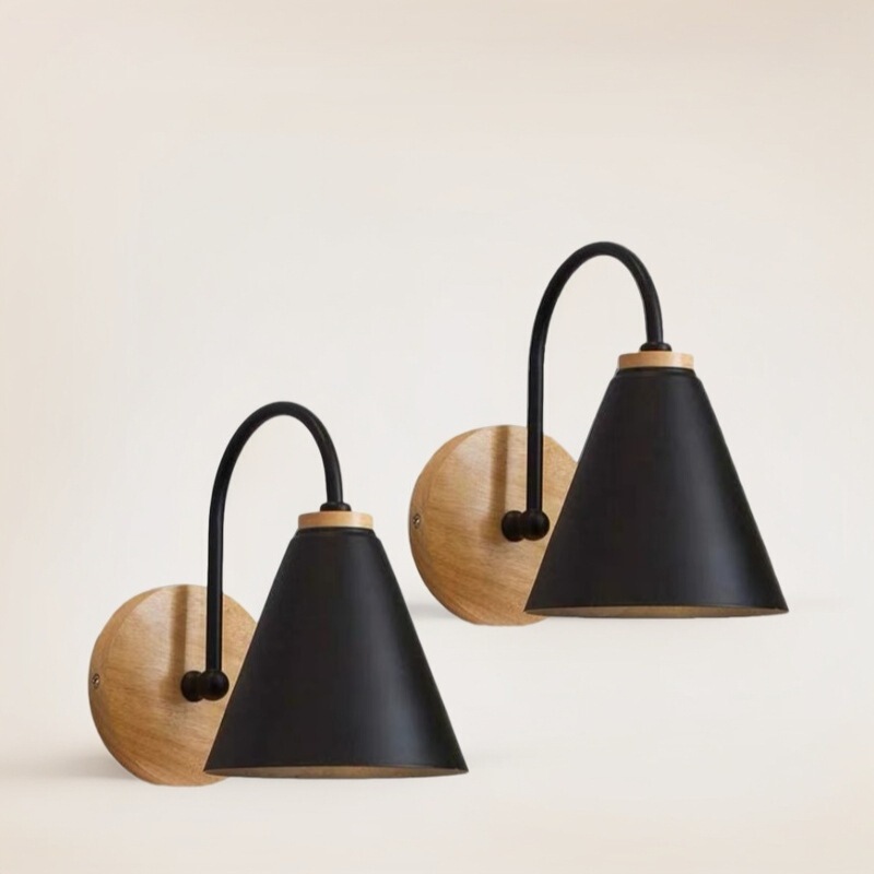 Cross-border Wall Lamp Bedroom Study Bedside Lamp Modern Simple Solid Wood Wall Lamp Nordic Home Stair Entrance Wall Lamp