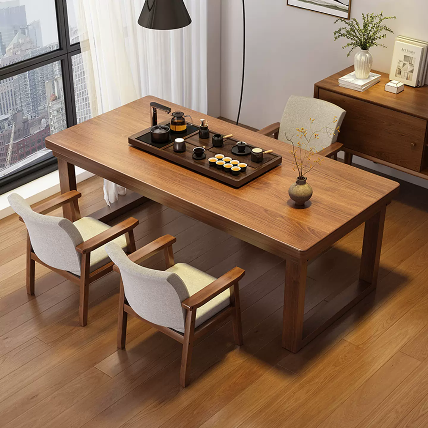 茶桌椅组合新中式高端家用泡茶功夫茶台简约大板茶几阳台洽谈桌子