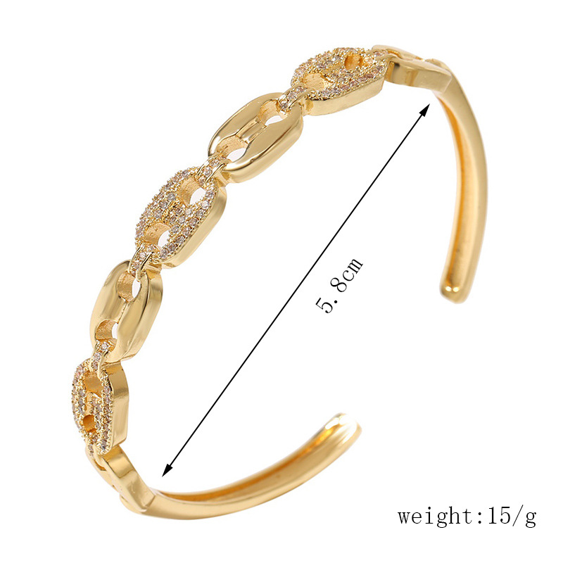 copper inlaid zircon simple open bracelet jewelry accessories Nihaojewelry