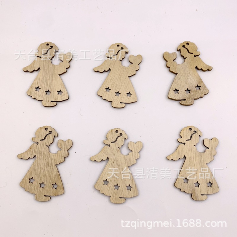 Colgante de Navidad Decoración de árbol de Navidad Colgante Accesorios de madera Madera nórdica Copo de nieve Reno Regalo Puesto al por mayor