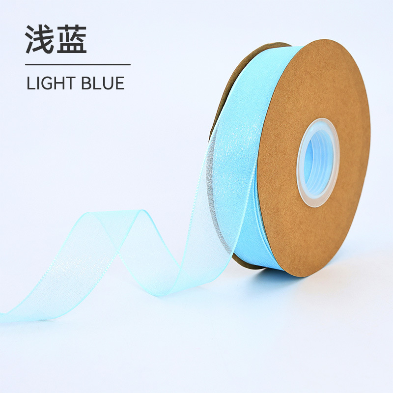 Suministro directo de fábrica Cinta de hilo de nieve de 2,5 cm Envases de flores Ramo de cinta Pastel de cinta Cinta de gasa Caja de pastel Cinta