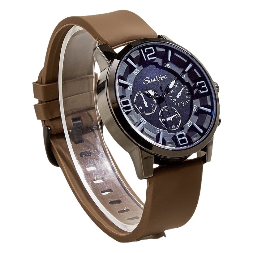 Tiktok popular moda de tres ojos reloj de hombre transfronterizo casual tridimensional digital de cuarzo reloj de silicona reloj de hombre