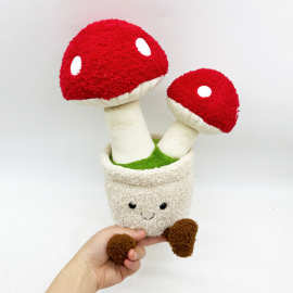 跨境新款mushroom plush 蘑菇盆栽卡通玩偶桌面摆件毛绒公仔其他