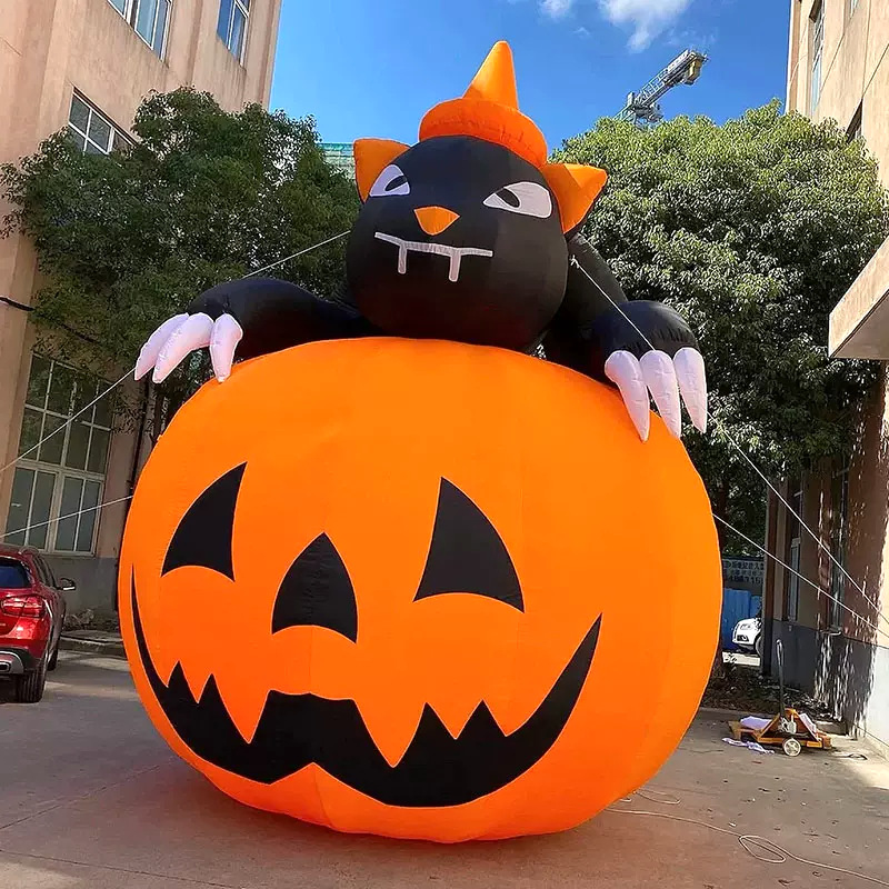 Decoración infláble de Halloween modelo de aire Chen luminoso calabaza gato de arco fantasma payaso pirata mano fantasma