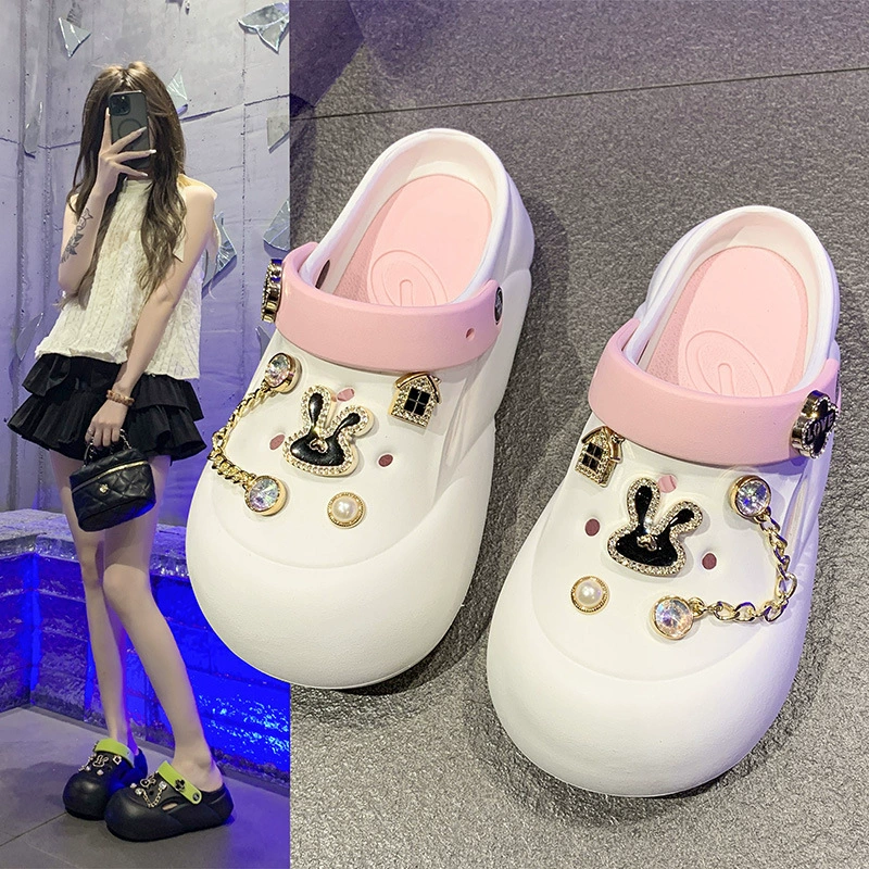 Премиум чувство металлическая пещерная обувь женская DIY толстая подошва фекалии ПВХ мода на открытом воздухе