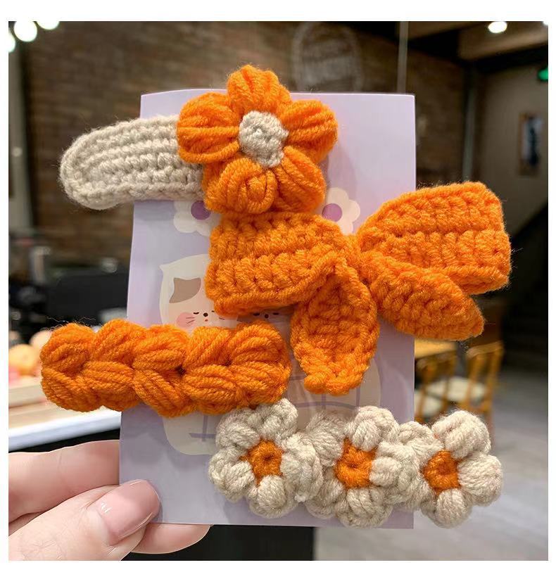 ヘアピン飾りクリップ韓国日韓かわいいニット毛糸bbクリップセット前髪クリップ