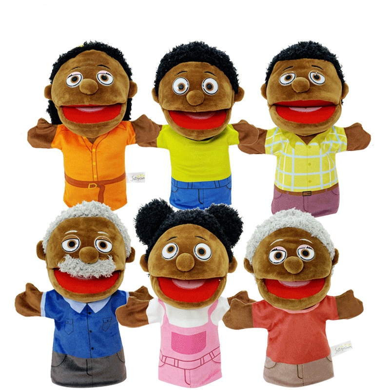 New creative African black half-body figure hand puppet parent-child toy abdominal performance interactive plush toy cross-border