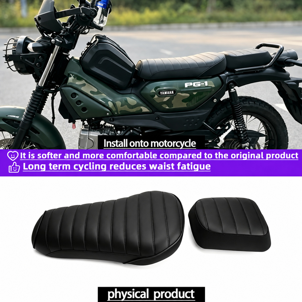 Suitable for Yamaha Pg1 Motorcycle Accessories, Modified Comfortable Non-Slip Thickened Seat Cushion, Upgraded Special Seat Cover