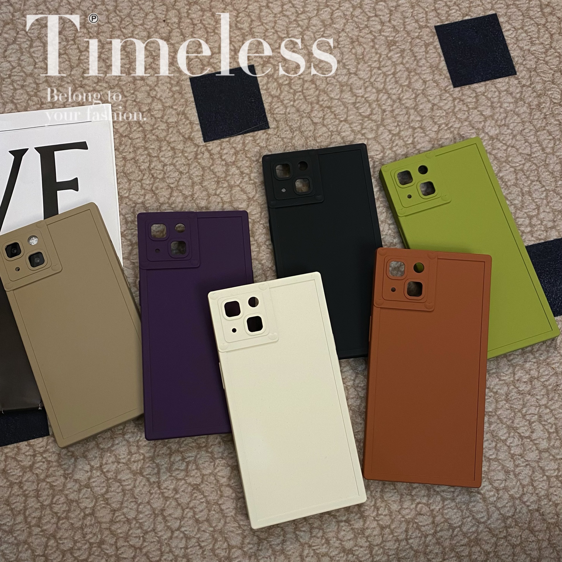 Title 13, Sade Düz Renkli Kare Telefon Kılıfı Yeni Niş Te...