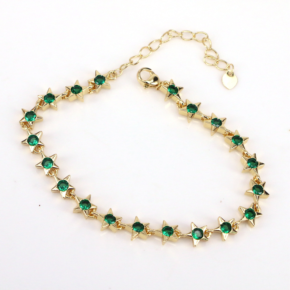 Fashion Heart Shape Copper Bracelets Gold Plated Zircon Copper Bracelets