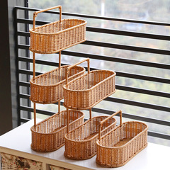 PVC Rattan-Style Bathroom Shelf, Punch-Free Design—Perfect for Shower Gels in the Toilet, Multi-Tiered Storage Rack for Kitchen and Beyond