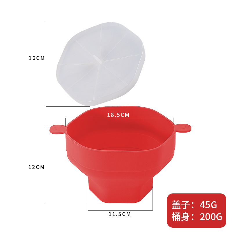 Cubo/bol para palomitas de maíz de silicona resistente al microondas y altas temperaturas, de Amazon transfronterizo, grande, con mango.