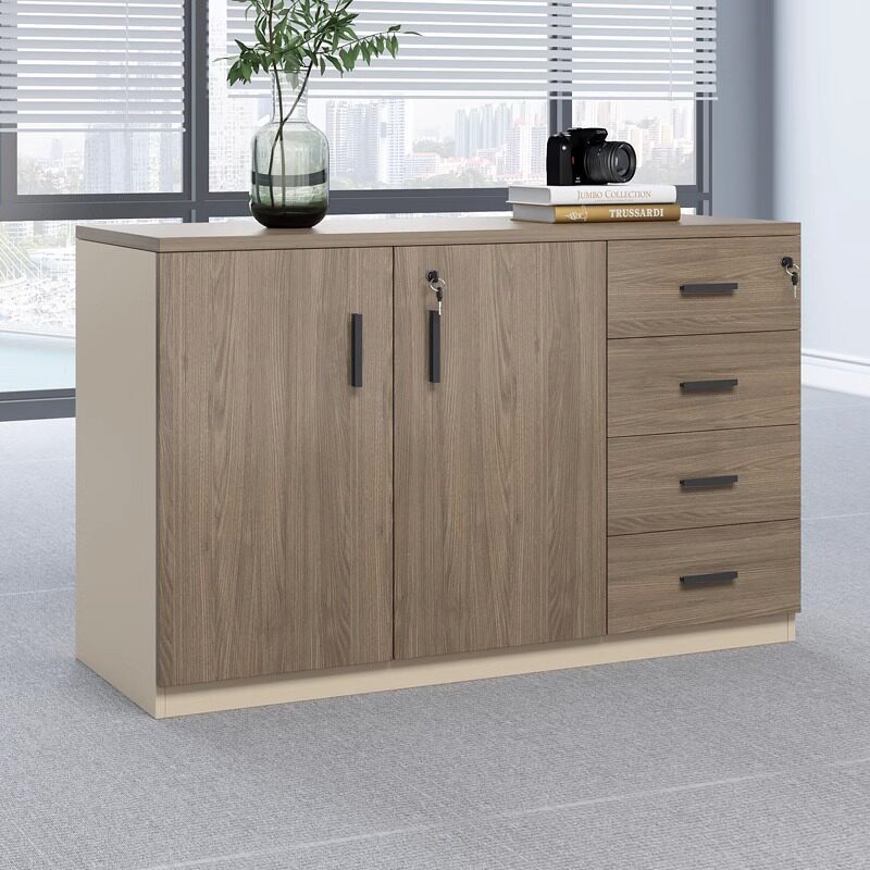 Gabinete de escritorio de madera simple con cajón de bloqueo, armario de piso, gabinete de té, gabinete de impresora personalizado