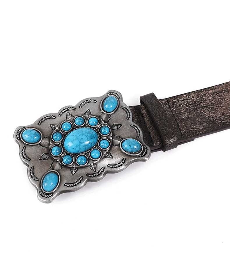 Retro Solid Color Pu Leather Alloy Women's Leather Belts display picture 2