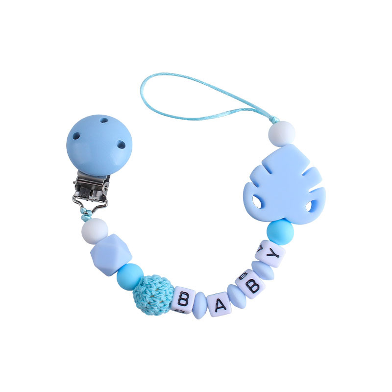 Bebé suministros DIY creativo Hemu chupete clip de nombre del bebé calmante hoja de silicona chupete Cadena de juguete
