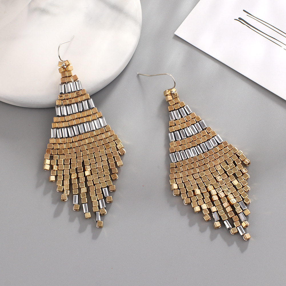 Wholesale Jewelry 1 Pair Bohemian Color Block Seed Bead Drop Earrings display picture 3