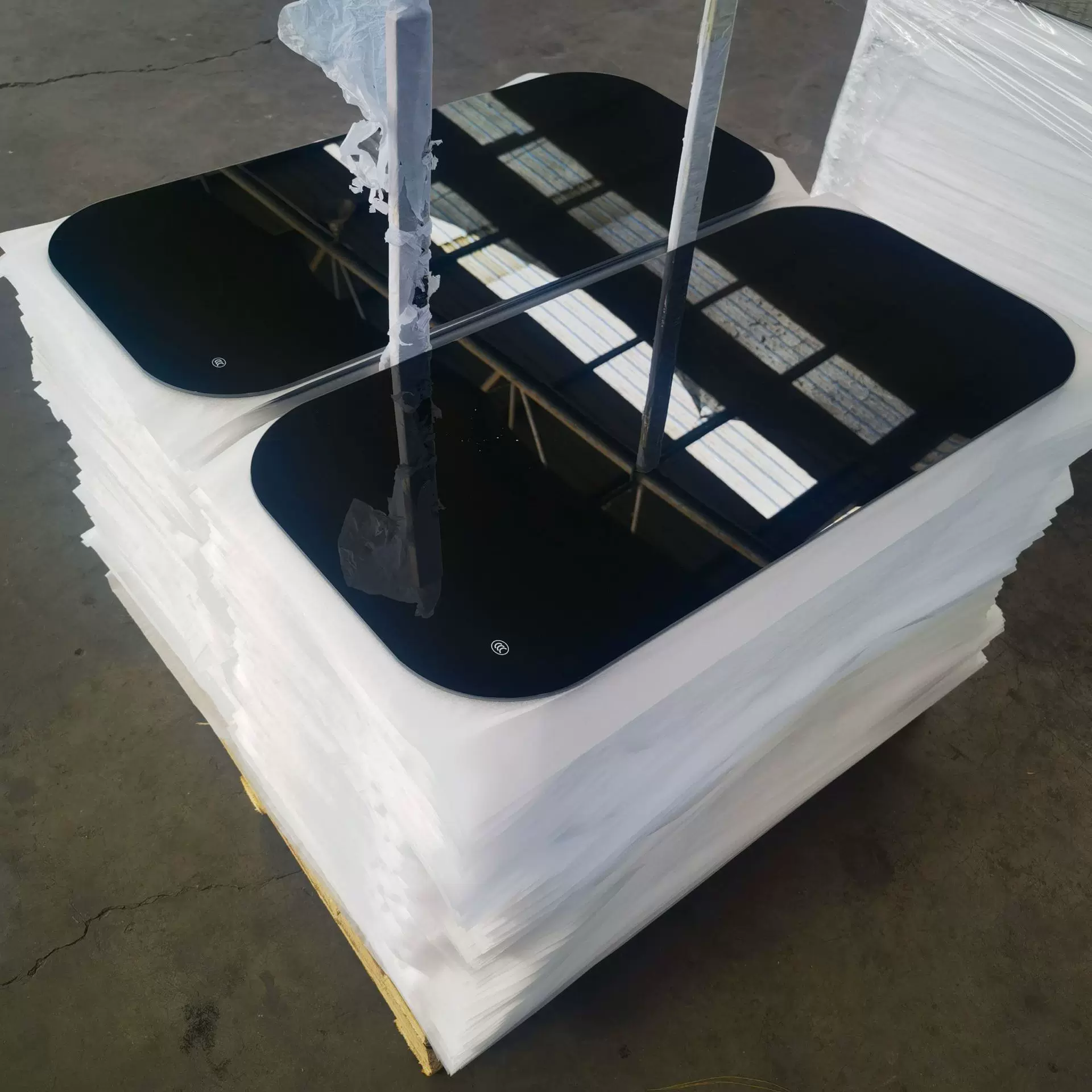 智能梳妆台化妆桌用丝网印刷黑色钢化玻璃