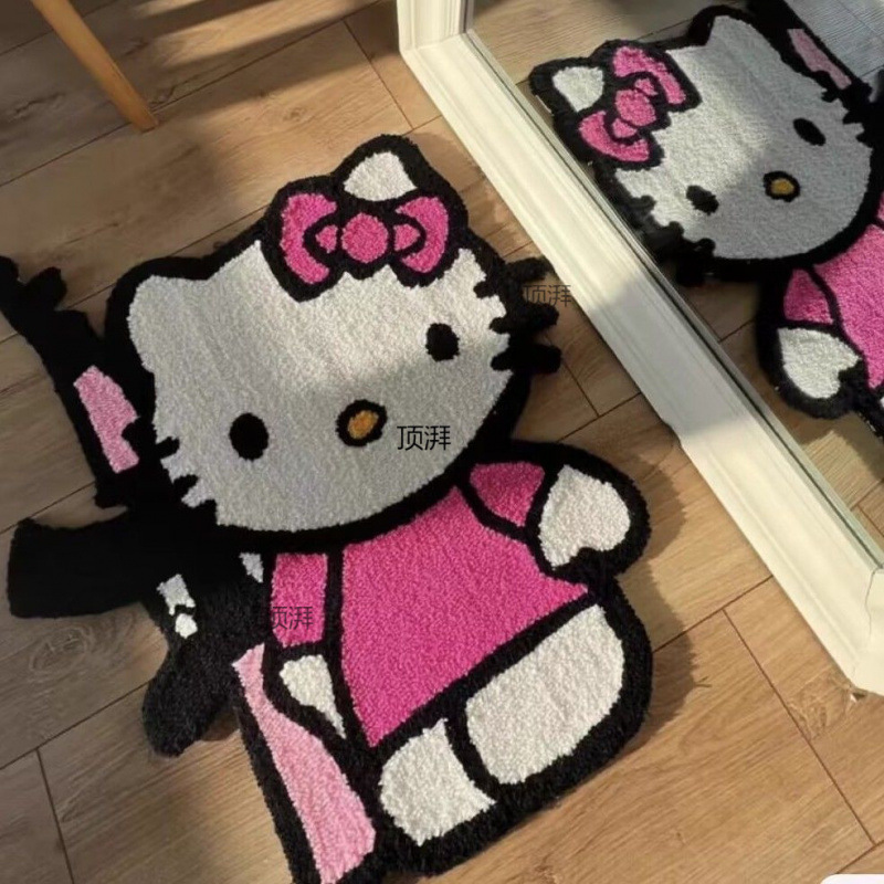 HELLOKITTY 플로어 매트 카펫 침실 침대 옆 거울 앞 장식 담요 수제 카펫 문 카펫 발 매트