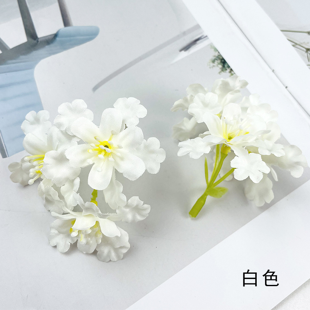 Simulación de 3 horquillas racimos de flores de hierba pequeña diy material de horquilla fabricación de flores falsas estilo ins decoración de ramillete Hanfu
