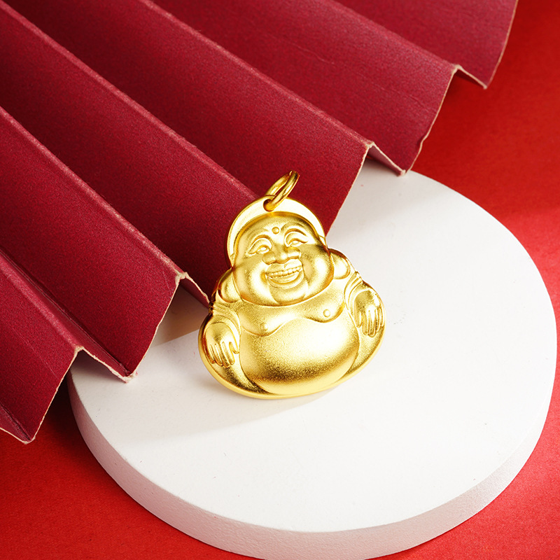 Antiguo patrimonio arena oro Maitreya collar tienda de oro mismo estilo hombres y mujeres vintage cobre aleación joyería colgante cuerda negro colgante