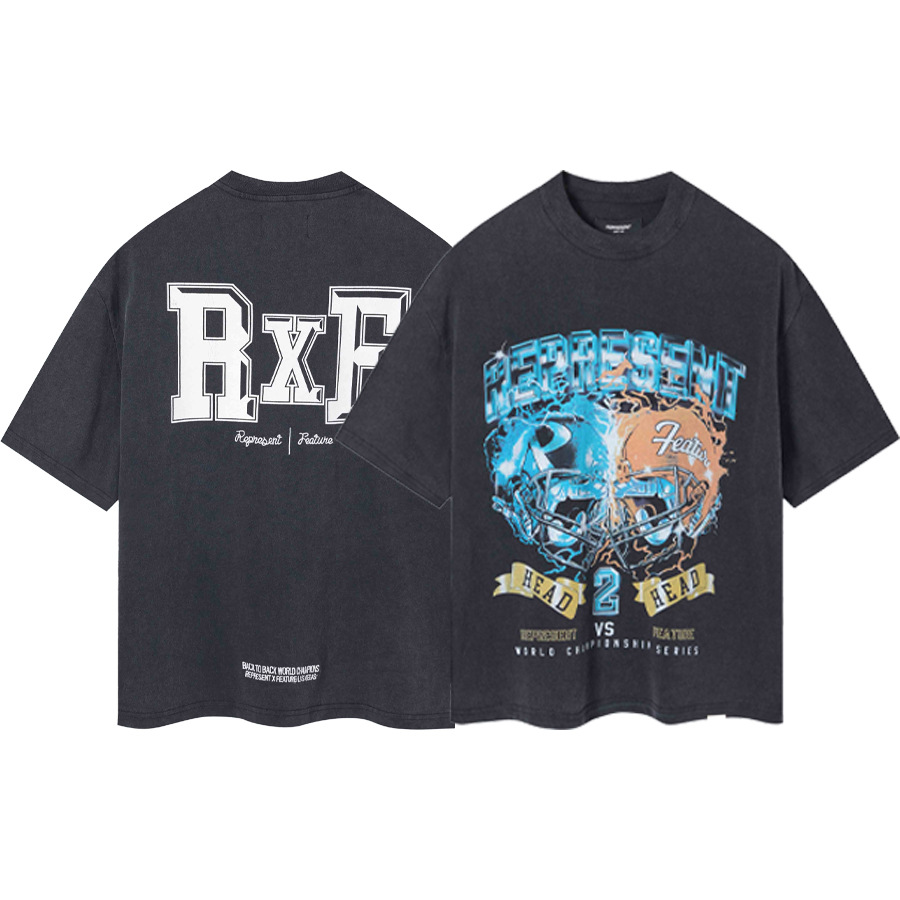 REPRESENT anillo limitado estampado lavado viejo hombre suelto casual camiseta de manga corta