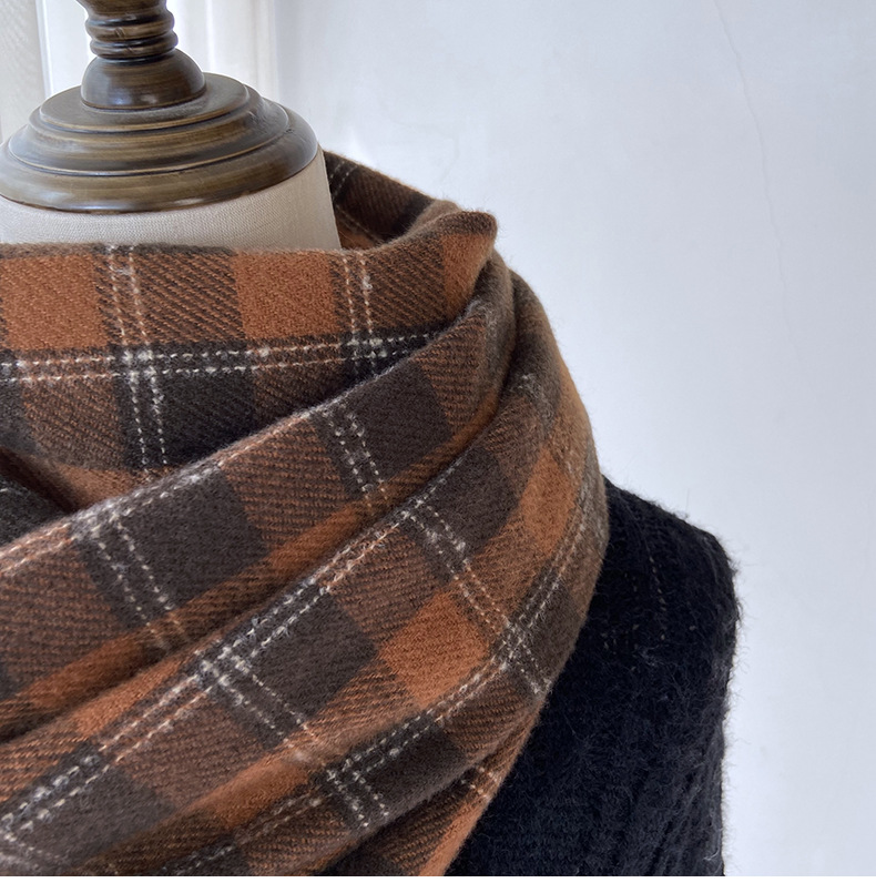 Sciarpa a quadri donna sciarpa con frange calda autunno inverno_voghion.com